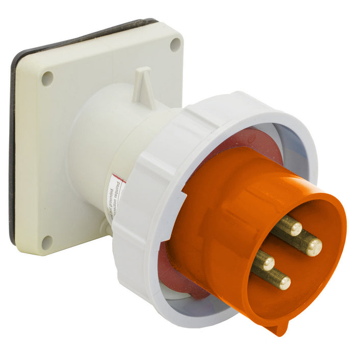 Leviton 100 Amp 125/250V 3P 4W Inlet North American Pin And Sleeve Inlet Industrial Grade IP67 Watertight Orange (4100B12W)
