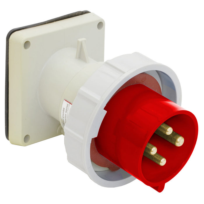 Leviton 30 Amp 277/480V 3-Phase WYE 4P 5W Inlet North American Pin And Sleeve Inlet Industrial Grade IP67 Watertight Red (530B7W)