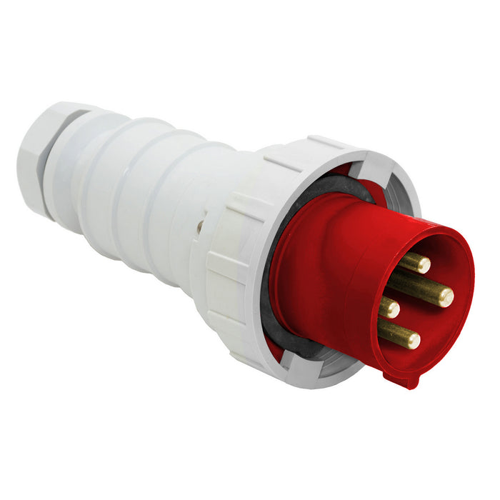 Leviton 100 Amp 480V 3-Phase 3P 4W North American-Rated Pin And Sleeve Plug Industrial Grade IP67 Watertight Red (4100P7W)