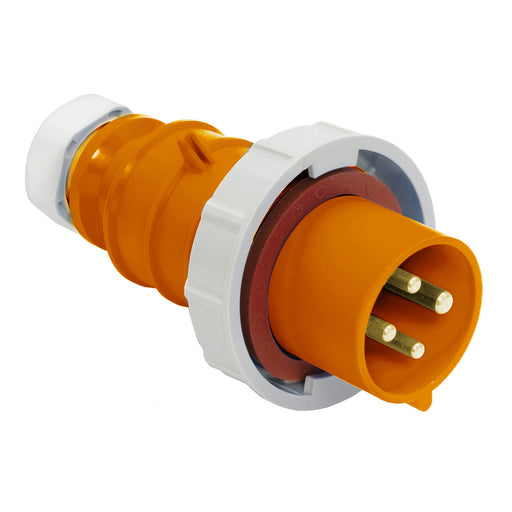 Leviton 20 Amp 125/250V 3P 4W North American-Rated Pin And Sleeve Plug Industrial Grade IP67 Watertight Orange (420P12W)