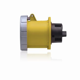 Leviton 100 Amp 125V 2P 3W Outlet North American Pin And Sleeve Receptacle Industrial Grade IP67 Watertight Yellow (3100R4W)