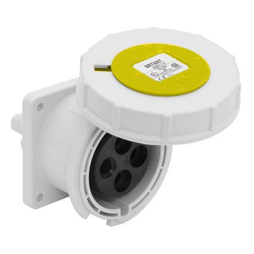 Leviton 20 Amp 125V 2P 3W North American Pin And Sleeve Receptacle Industrial Grade IP67 Watertight Yellow (320R4W)