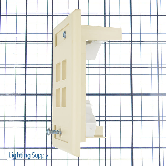 Leviton QuickPlate Tempo 1-Gang Wall Plate With ID Windows 4-Port Ivory (42090-4IS)