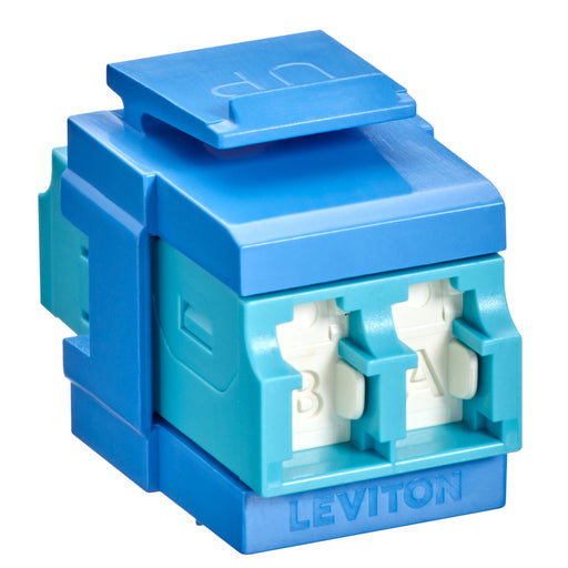Leviton QuickPort Duplex LC Adapter Shuttered Aqua/Blue (41086-LLL)