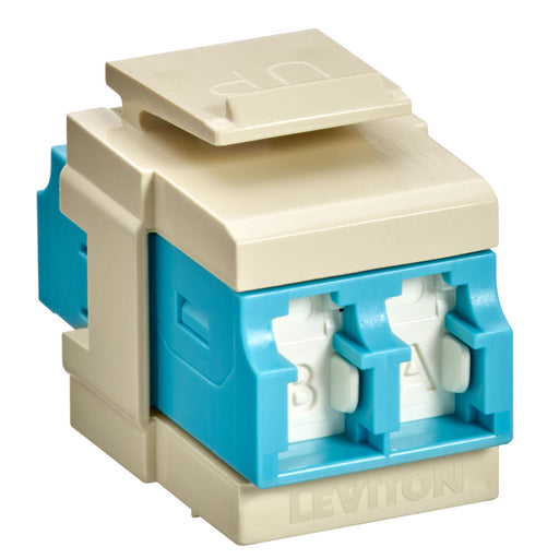 Leviton QuickPort Duplex LC Adapter Shuttered Aqua/Ivory (41086-LLI)