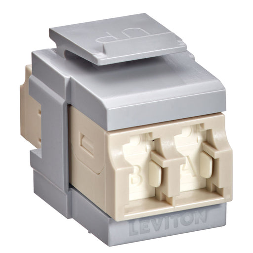 Leviton QuickPort Duplex LC Adapter Shuttered Beige/Gray (41086-MLG)