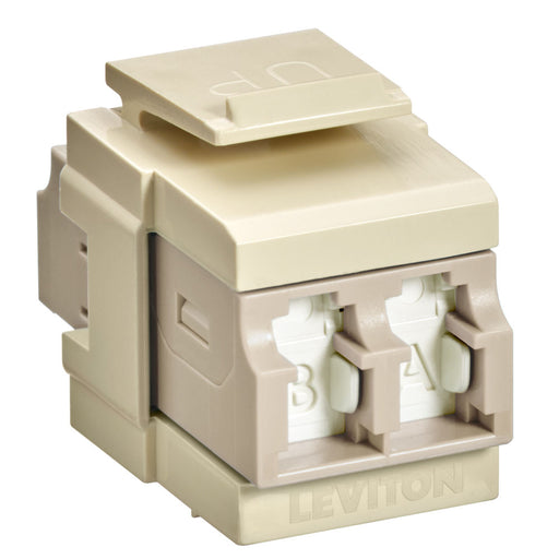 Leviton QuickPort Duplex LC Adapter Shuttered Beige/Ivory (41086-MLI)