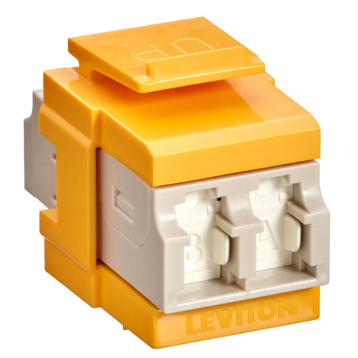 Leviton QuickPort Duplex LC Adapter Shuttered Beige/Yellow (41086-MLY)