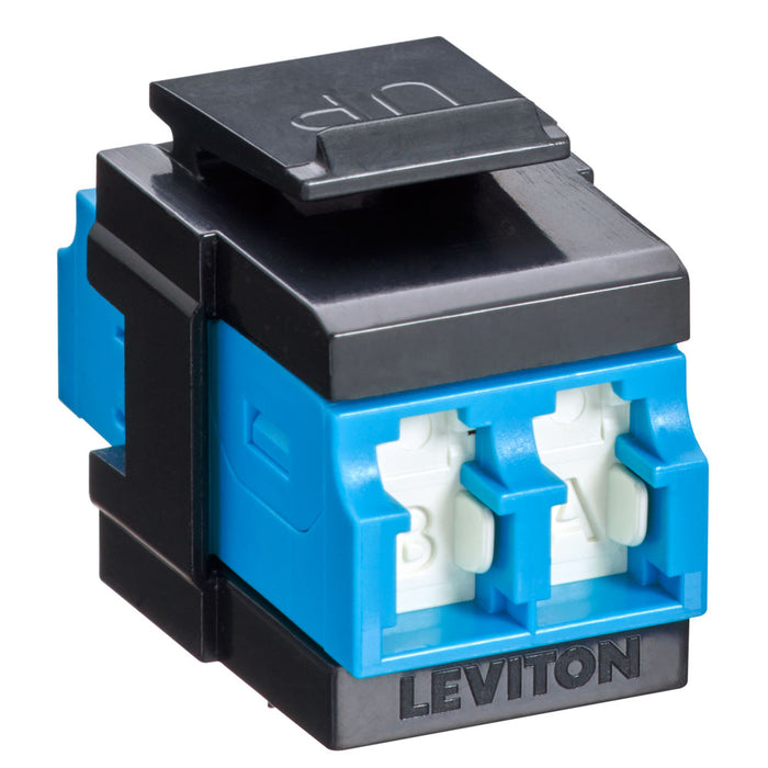 Leviton QuickPort Duplex LC Adapter Shuttered Blue/Black (41086-SLE)