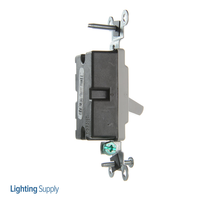 Leviton 15 Amp 120/277V Toggle Framed Single-Pole AC Quiet Switch Commercial Spec Grade Grounding Side Wired Gray (54501-2GY)