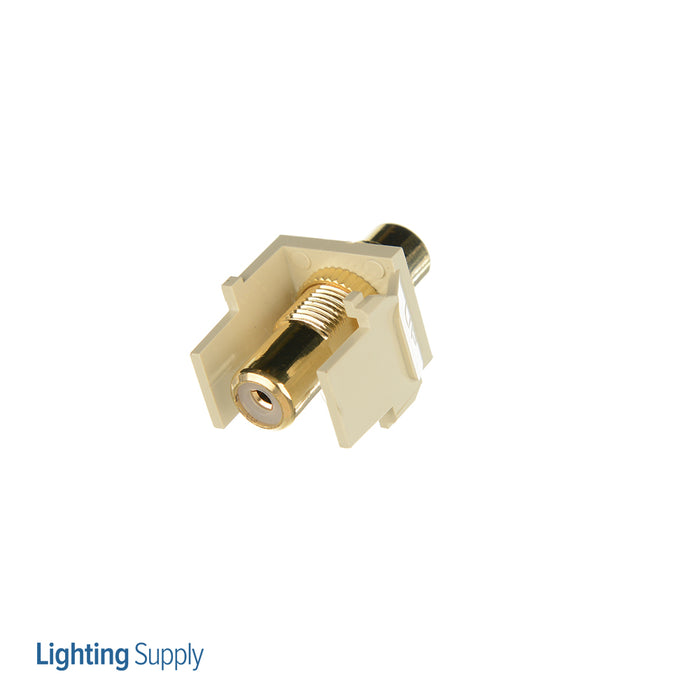 Leviton RCA Feedthrough QuickPort Connector Gold-Plated Red Stripe Ivory Housing (40830-BIR)