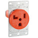 Leviton 30 Amp 125V NEMA 5-30R 2P 3W Flush Mount Receptacle Straight Blade Industrial Grade Isolated Ground Side Wired Steel Strap Orange (5371-IG)