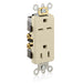 Leviton Decora Plus Duplex Receptacle Outlet Commercial Spec Grade Dual Voltage Smooth Face 15 Amp 125/250V Back Or Side Wire Ivory (16292-I)