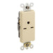 Leviton Decora Plus Single Receptacle Outlet Commercial Spec Grade Smooth Face 15 Amp 250V Back Or Side Wire NEMA Ivory (16651-I)