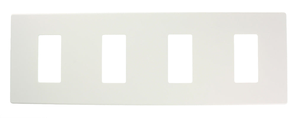 Leviton Renoir II Wall Plate 4 Wide Dimmers Standard Fins Removed White (AWP00-4W)