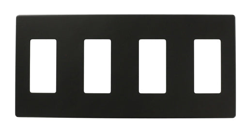 Leviton Renoir II Wall Plate 4 Narrow Dimmers All Fins Remain On Black (AWP0F-40E)