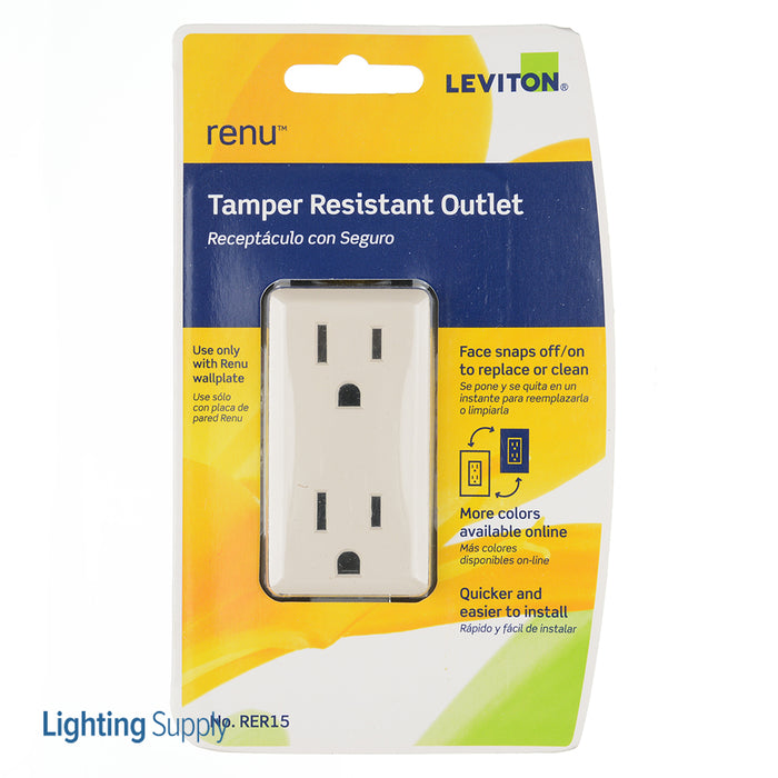 Leviton Renu 15A Tamper-Resistant Receptacle Navajo Sand (RER15-NS)