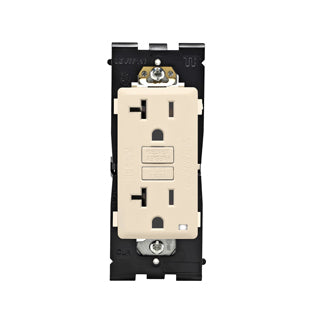 Leviton Renu 20A Tamper-Resistant Self-Test SmarlockPro GFCI Receptacle 20A 125V NEMA 5-20R Side Wired/Back Wired Gold Coast White (RGF20-GC)