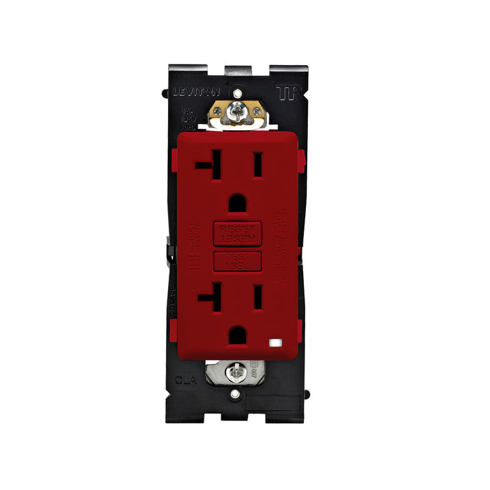 Leviton Renu 20A Tamper-Resistant Self-Test SmarlockPro GFCI Receptacle 20A 125V NEMA 5-20R Side Wired/Back Wired Red Delicious (RGF20-RE)