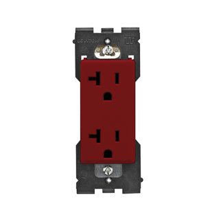 Leviton Renu Tamper-Resistant Duplex Receptacle/Outlet 20 Amp 125V NEMA 5-2R Side And Back Wired Red Delicious (RER20-RE)