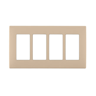 Leviton Renu 4-Gang Screwless Snap-On Wall Plate Dapper Tan (REWP4-DT)