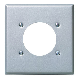 Leviton 2-Gang Power Receptacle Wall Plate Flush Mount 2.465 Inch Diameter Opening Standard Size Device Mount 302 Stainless Steel (S701-40)