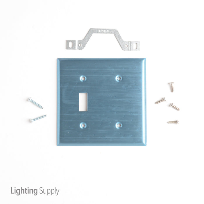 Leviton 2-Gang 1-Toggle 1-Blank Device Combination Wall Plate Standard Size 302 Stainless Steel Strap Mount (84077-40)