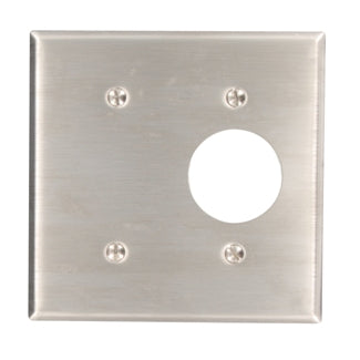 Leviton 2-Gang 1-Blank 1-Single 1.406 Inch Diameter Device Combination Wall Plate Standard Size 302 Stainless Steel Strap Mount (84085-40)