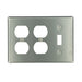 Leviton 3-Gang 1-Toggle 2-Duplex Device Combination Wall Plate Standard Size 302 Stainless Steel Device Mount (84047-40)