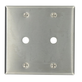 Leviton 2-Gang .406 Inch Hole Device Telephone/Cable Wall Plate Standard Size 302 Stainless Steel Box Mount Stainless Steel (84062-40)