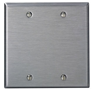 Leviton 2-Gang No Device Blank Wall Plate Standard Size 302 Stainless Steel Box Attachment Stainless Steel (84025-40)