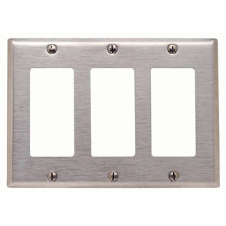 Leviton 3-Gang Decora/GFCI Device Decora Wall Plate Standard Size 302 Stainless Steel Device Mount (84411-40)