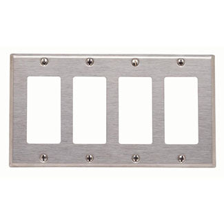 Leviton 4-Gang Decora/GFCI Device Decora Wall Plate/Faceplate Standard Size 302 Stainless Steel Device Mount (84412-40)