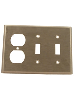 Leviton 3-Gang 2-Toggle 1-Duplex Device Combination Wall Plate Standard Size 302 Stainless Steel Device Mount (84021-40)