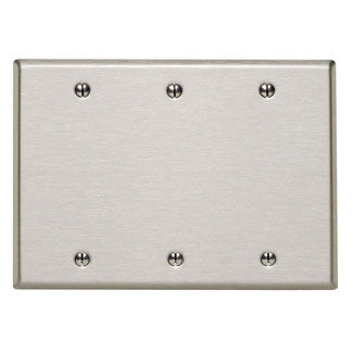 Leviton 3-Gang No Device Blank Wall Plate Standard Size 302 Stainless Steel Box Mount(84033-40)