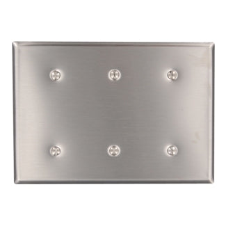 Leviton 3-Gang No Device Blank Wall Plate Standard Size 302 Stainless Steel Strap Mount (84035-40)