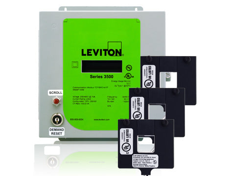 Leviton Modbus TCP/BACnet IP Indoor Series 3500 Multi-Function Universal Voltage (208-480VAC) 3 Phase 3W/4W Meter Kits With Current Transformers (3KUMT-30M)