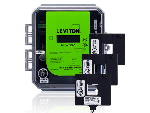 Leviton Modbus TCP/BACnet IP Outdoor Series 3500 Multi-Function Universal Voltage (208-480VAC) 3 Phase 3W/4W Meter Kits With Current Transformers (3OUMT-50M)