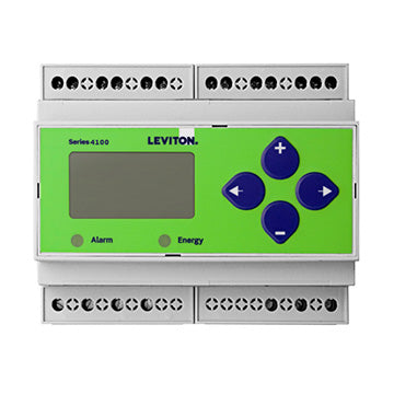 Leviton DIN-Rail Series 4100 Universal Voltage Bi-Directional 3-Phase 3W/4W BACnet MS/TP Meter Only For Use With Rogowski Coil Current Transformers Only (4DUBM-R)