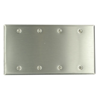 Leviton 4-Gang No Device Blank Wall Plate Standard Size 302 Stainless Steel Box Mount (84064-40)