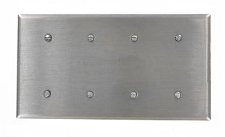 Leviton 4-Gang No Device Blank Wall Plate Standard Size 302 Stainless Steel Strap Mount (84057-40)