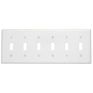 Leviton 6-Gang Toggle Device Switch Wall Plate Standard Size Type 302 Stainless Steel Device Mount (84036-40)
