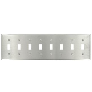 Leviton 8-Gang Toggle Device Switch Wall Plate Standard Size 302 Stainless Steel Device Mount (84048-40)