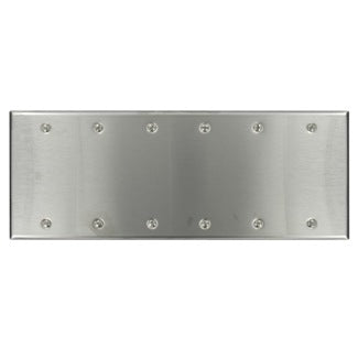 Leviton 6-Gang No Device Blank Wall Plate Standard Size 302 Stainless Steel Box Mount (84066-40)