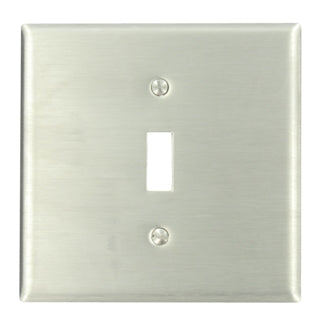 Leviton 2-Gang 1-Toggle Centered Device Switch Wall Plate Standard Size 302 Stainless Steel Device Mount (84040-40)