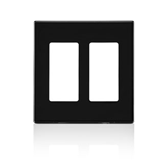 Leviton 2-Gang Decora Plus Device Decora Wall Plate/Faceplate Screwless Polycarbonate Snap-On Mount Black (80309-SE)