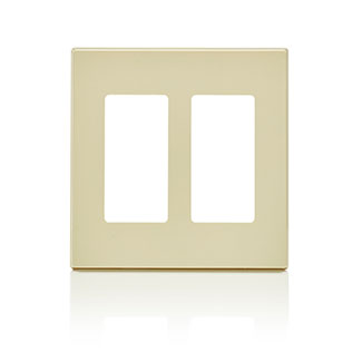 Leviton 2-Gang Decora Plus Device Decora Wall Plate/Faceplate Screwless Polycarbonate Snap-On Mount Ivory (80309-SI)