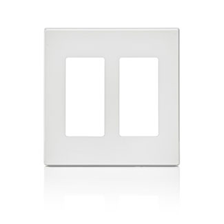 Leviton 2-Gang Decora Plus Device Decora Wall Plate/Faceplate Screwless Polycarbonate Snap-On Mount White (80309-SW)