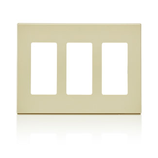 Leviton 3-Gang Decora Plus Device Decora Wall Plate/Faceplate Screwless Polycarbonate Snap-On Mount Screwless Subplate Ivory (80311-SI)