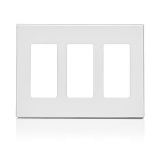 Leviton 3-Gang Decora Plus Device Decora Wall Plate/Faceplate Screwless Polycarbonate Snap-On Mount Screwless Subplate White (80311-SW)